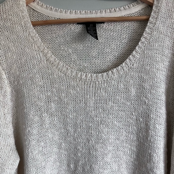 STYLE & Co. Cream Knot Tunic Sweater with Metallic Threading and Lace Size 2X - Picture 3 of 9